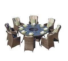 Paf 0085 Outdoor 8 Seat Round Table Fire Pit Set Buy Outdoor Dining Set Wicker Dinning Table And Chairs Rou Outdoor Dining Set Fire Pit Sets Dinning Table