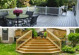 Cap blocks on paver base will support the step section. Deck Designs Composite Vs Pressure Treated Wood