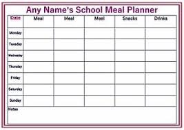 Details About Personalised A4 Weekly Reusable School Meal Snack Drink Chart Planner