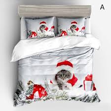 Bettwasche Weihnachtsmotiv 3d Katzen Stoffdruck Aus Polyester 4 Teilig Mit Bildern Susse Bettwasche Bett Dekor Bettwasche