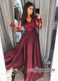 Maroon Burgundy Long Sleeve 2018 Prom Dress Lace With Split 2018 Prom Dresses Prom Dre Prom Dresses Long With Sleeves Prom Dresses With Sleeves Prom Dresses Uk