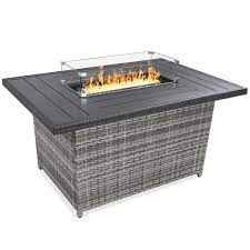 These diy fire pit ideas are all using cheap materials to form the pits, such as bricks, stones, concrete, and repurposed items. Best Choice Products 52in Outdoor Wicker Propane Fire Pit Table 50 000 Btu W Glass Wind Guard Tank Holder Cover Gray Walmart Com Walmart Com