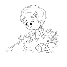 Child Playing With Water In A River Coloring Page Coloring Pages Kids Playing Color