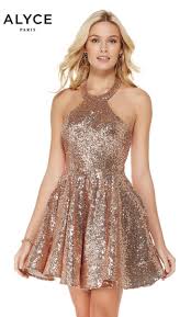 Alyce Paris 4056 Short Sequin Halter Dress Halter Party Dress Gold Dress Short Alyce Paris Dresses