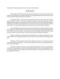 Topic Students Should Wake Up Early In The Morning To Avoid Being Late The Morning Catch Dear Student Simple Essay Writing A Persuasive Essay Speech Topics
