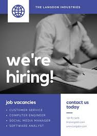 Blue Grayscale Photo Job Vacancy Announcement Job Ads Marketing Jobs Home Party Business