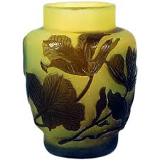 Emile Galle Genuine Miniature Leaves Design Vase Leaf Design Glass Art Galle