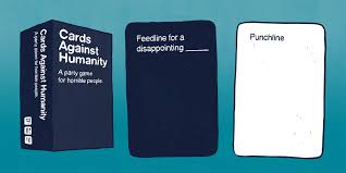 Each round, one player asks a question from a black card, and everyone else answers with their funniest white card. Review Cards Against Humanity Shut Up Sit Down