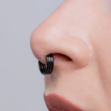 Titanium Hinged Triple Stacked Septum Ring 1 2mm Gauge In Black Uk Custom Plugs
