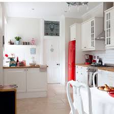 White Country Kitchen With Red Accessories Ideal Home Country Kitchen Red Kitchen Accessories Country Kitchen Designs