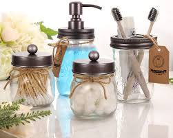 Product prices and availability are accurate as of the date/time indicated and are subject to change. Gold Mason Jar Soap Dispenser 2 Apothecary Jars Toothbrush Holder Aozita Mason Jar Bathroom Accessories Set 4 Pcs Rustic Farmhouse Decor Bathroom Home Decor Countertop Vanity Organize Bathroom Accessory Sets