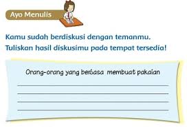 Sampaikan pendapatmu dengan sikap yang baik Orang Orang Yang Berjasa Membuat Pakaian Tema 7 Kelas 3 Halaman 101