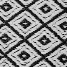 It's crafted from polypropylene fiber that can be rinsed with a garden hose for easy maintenance. Aztec Outdoor Rug In Black White Geometic Diamond Garden Mat