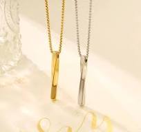 Olivia 18K Custom Letter Logo Necklace Wholesale Twist Cuboid Pendant  Necklace Stainless Steel Fashion Necklace for Women Men
