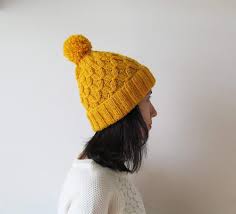 Maybe you would like to learn more about one of these? Amazon Com Hand Knitted Hat In Yellow Beanie With Pom Pom Women Knit Hat Wool Blend Seamless For Her Handmade Products