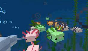 Cyan, pink, gold, brown, and blue. Imagine Having An Army Of Axolotl When Rolling Up To The Ocean Monument Minecraft