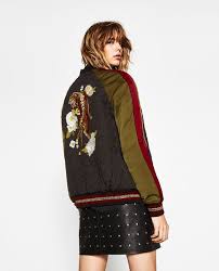 Image 1 De Blouson Bomber Brode Tigre De Zara Embroidered Bomber Jacket Bomber Jacket Bomber Jacket Women