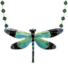 Radiant Gossamer Wing Dragonfly Cloisonne Crystal Necklace Large Necklace Dragonfly Gifts Gossamer Wings