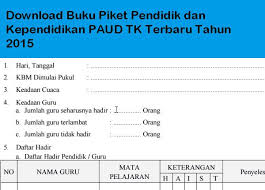 Download Buku Piket Pendidik Dan Kependidikan Paud Tk Terbaru Tahun 2015 Buku Pendidikan Guru