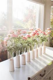 Diy Pink Dip Dyed Dollar Store Vases Cheap Wedding Table Centerpieces Wedding Centerpieces Diy Flower Centerpieces Wedding