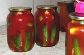 салат из огурцов в томате на зиму обалденный рецепт Ogurcy V Tomatnom Soke Na Zimu 6 Obaldennyh Receptov Recept Recepty Zima Sok