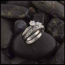 Simple Diamond Bridal Set In 2021 Celtic Wedding Ring Sets Celtic Engagement Rings Celtic Wedding Rings