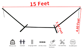 This is a simple yet sophisticated design that enables you to relax with ease. Amazon Com Prime Garden 15 Ft Double Hammock Stand Heavy Duty Steel Stand Includes Chain Kit Easy To Assemble Rust Resistant Black Garden Outdoor