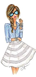 Fashion Illustration Print Chambray And Stripes By Anum Tariq Moda Karalamalari Moda Cizimleri Moda Tasarimcilari