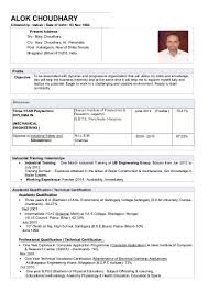 Cv Resume Alok Choudhary Diploma Mechanical Engineering Resume Format Free Download Resume Format Basic Resume