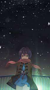 Download Wallpaper 720x1280 Nagato Yuki Girl Anime Snow Sky Samsung Galaxy S3 Hd Background Anime Snow Anime Yuki