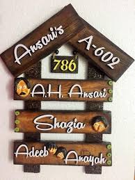 Family Faces Wooden Hut Nameplate Name Plate Design Wooden Name Plates Name Plates For Home