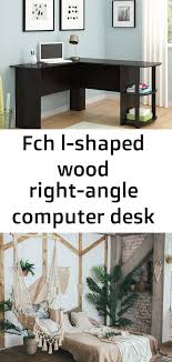Fch L Shaped Wood Right Angle Computer Desk With Two Layer Bookshelves Dark Brown Bookshelves Boho Chair Decor