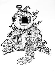 Halloween Pumpkin House Drawing Pumpkin House Whimsical Illustration Pumpkin Drawing