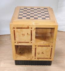 Acacia veneer table top with striking herringbone design. Art Deco Games Table Side Coffee Table Chess Board Furniture