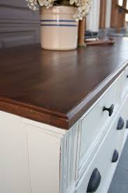 Depending on the type of table top and finish you're working with, you could get away with lightly sanding or repainting the table to. Blue Clear Sky Bedroom Design Advice Needed Please White Dresser With Wood Top Dresser Makeover Repainting Furniture