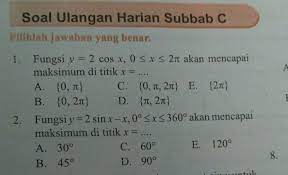 Maybe you would like to learn more about one of these? Tolong Nomor 1 Dan 2 Dong Titik2 Stasioner Turunan Fungsi Trigonometri Brainly Co Id