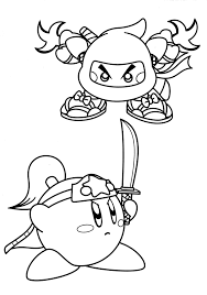 Sure, kirby may be pink, but who says you can't get creative and color him your own way? Kirby Ninja And Kirby With Sword Coloring Page Free Printable Coloring Pages For Kids