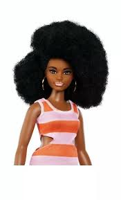 Black Barbie Styling Head Natural Hair Nib Curvy Barbie Fashionistas 105 Aa Black Doll Afro Hair Stripe Pink Dress Mattel Dolls Black Doll Hair Stripes Feed In Braid
