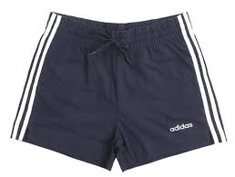 details about adidas women essentials 3 stripe shorts pants navy training yoga jersey du0671