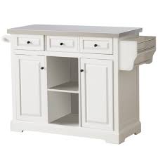 Ways to decorate a movable kitchen island for sale to refresh your home. Homcom 51 X 18 X 36 Pine Wood Stainless Steel Portable Multi Storage Rolling Kitchen Island Cart With Wheels White Walmart Com Walmart Com