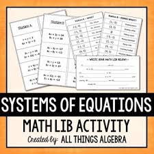 Graphing quadratic equations worksheet answers gina wilson tessshebaylo : Systems Of Equations Math Lib By All Things Algebra Tpt