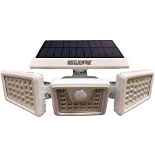 Nitelighter White Solar Powered Motion Activated Outdoor Led Area Spotlight With Daylight Sensor And 3 Adjustable Lamps Nls650m The Home Depot