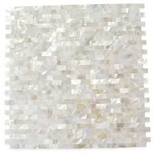Shop 12 X 12 Serene White Bricks Groutless Polished Pearl Shell Glass Tile In White At Tilebar Com Pearl Tile Contemporary Tile White Brick