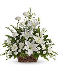 peaceful white lilies basket delaware