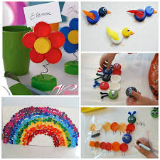 Plastic Bottle Cap Lid Crafts For Kids Bottle Cap Crafts Bottle Crafts Plastic Bottle Caps