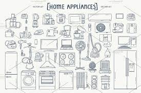 Vector Set With Home Appliances Home Appliances Appliances Drawing Set