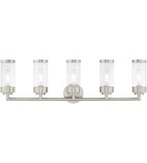 Howplumb 370bpt04 brushed nickel 4 globe vanity bath light bar. Livex Lighting 10365 91 Hillcrest 5 Light 36 Inch Brushed Nickel Bath Vanity Wall Light