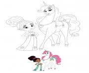 Fun coloring book for girls : Princess Rides Unicorn Coloring Pages Printable