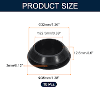QUARKZMAN 12 Piezas Tapones De Goma Negros Para Orificios, Tapón