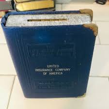 Vintage Locking Book Bank Made For Storing Money In A Secret Way Metal With Lock And Leather Binding Life Insurance Company Of America Carol S True Vintage And Antiques